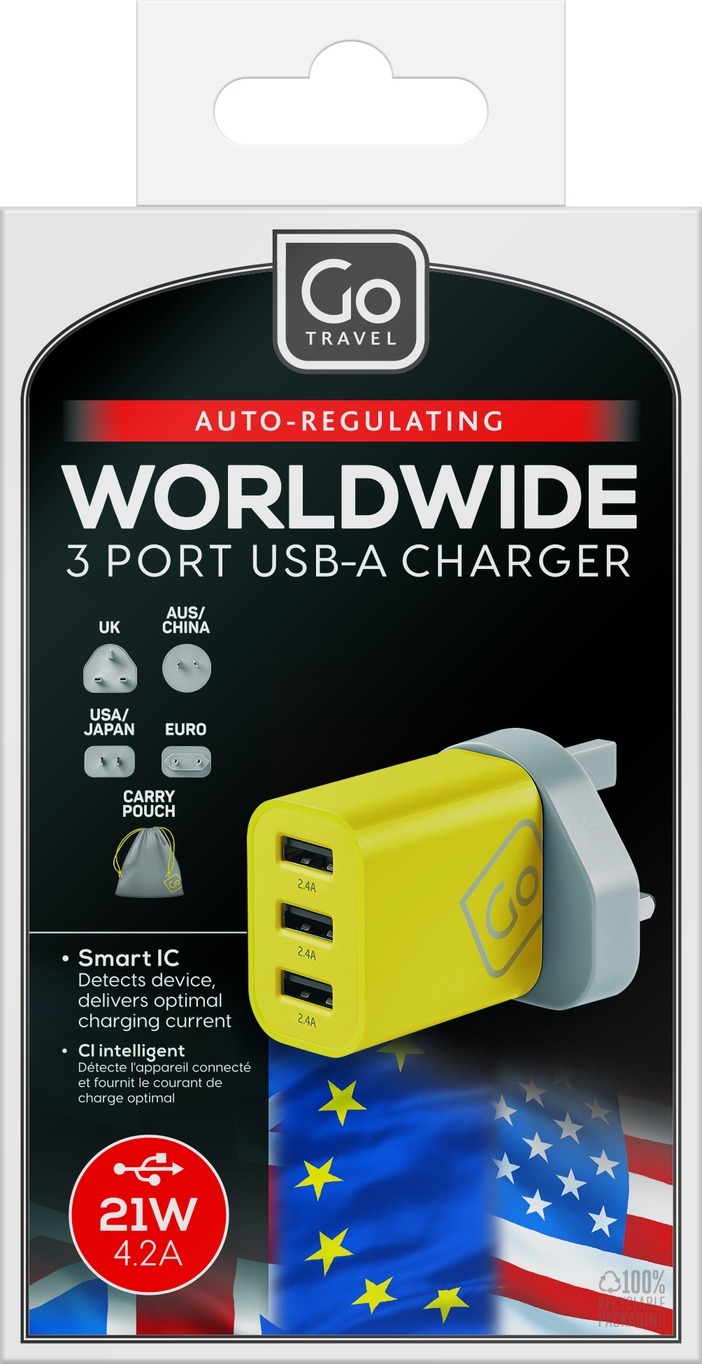 Worldwide 3 Port USB-A Charger