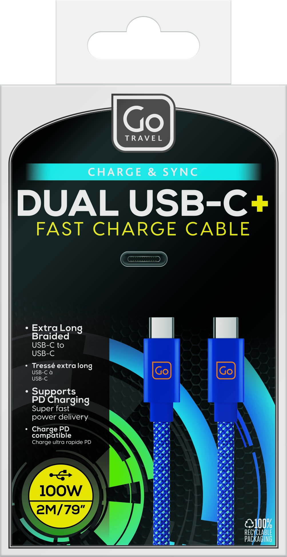 100W Dual USB-C Connector Cable