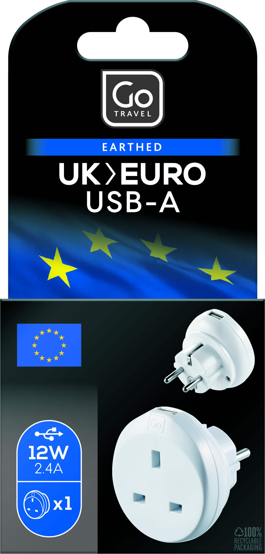 UK-EU USB-A Adaptor (2.4A)